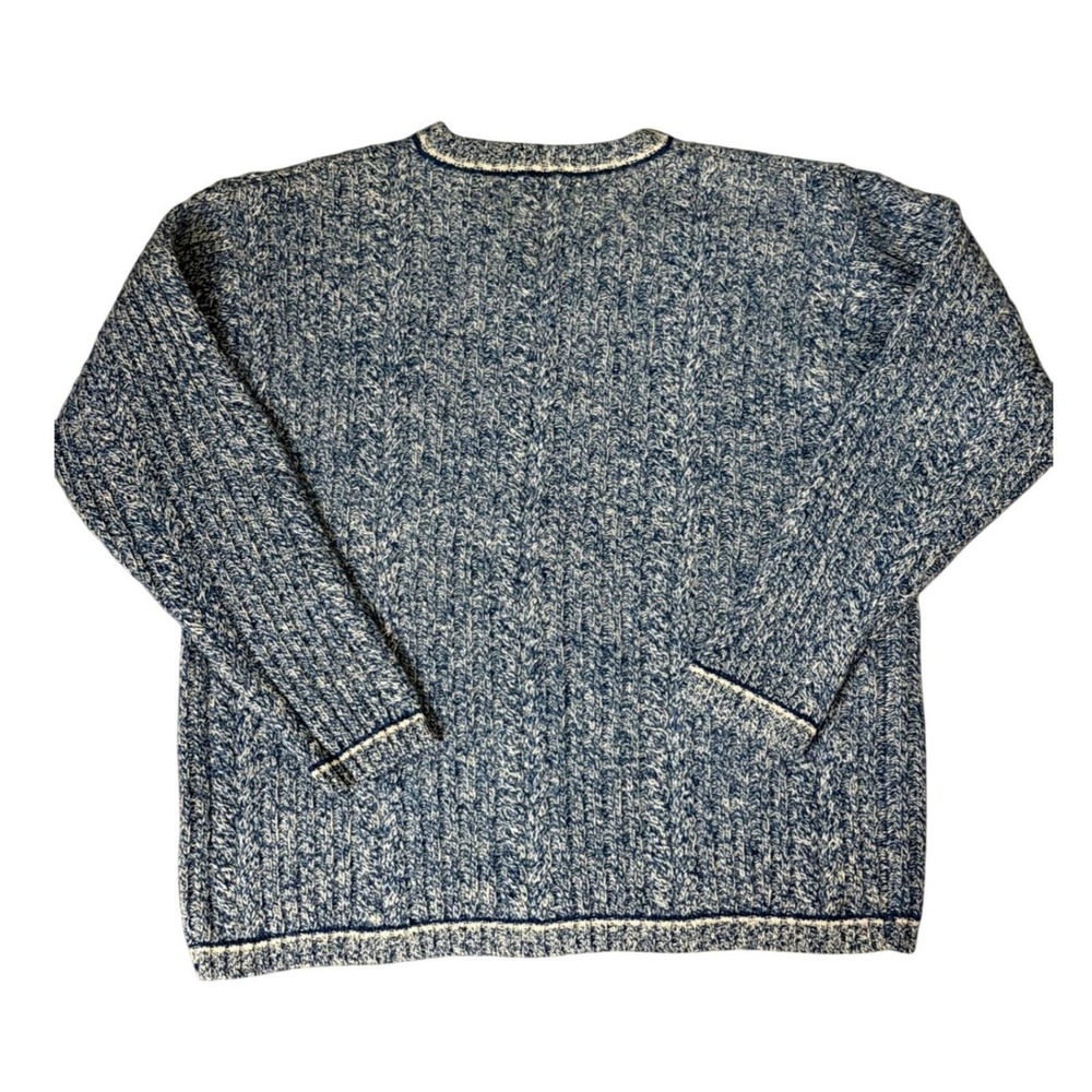 Vintage Shetland Wool Sweater Womens S Blue Marbled Cable Knit Preppy Coastal - Picture 4 of 9